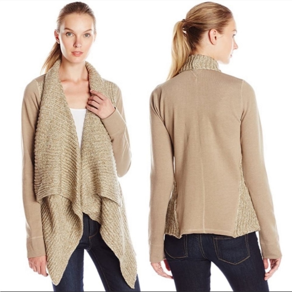 Prana Demure waterfall open fleece and sweater mixed medium cardigan